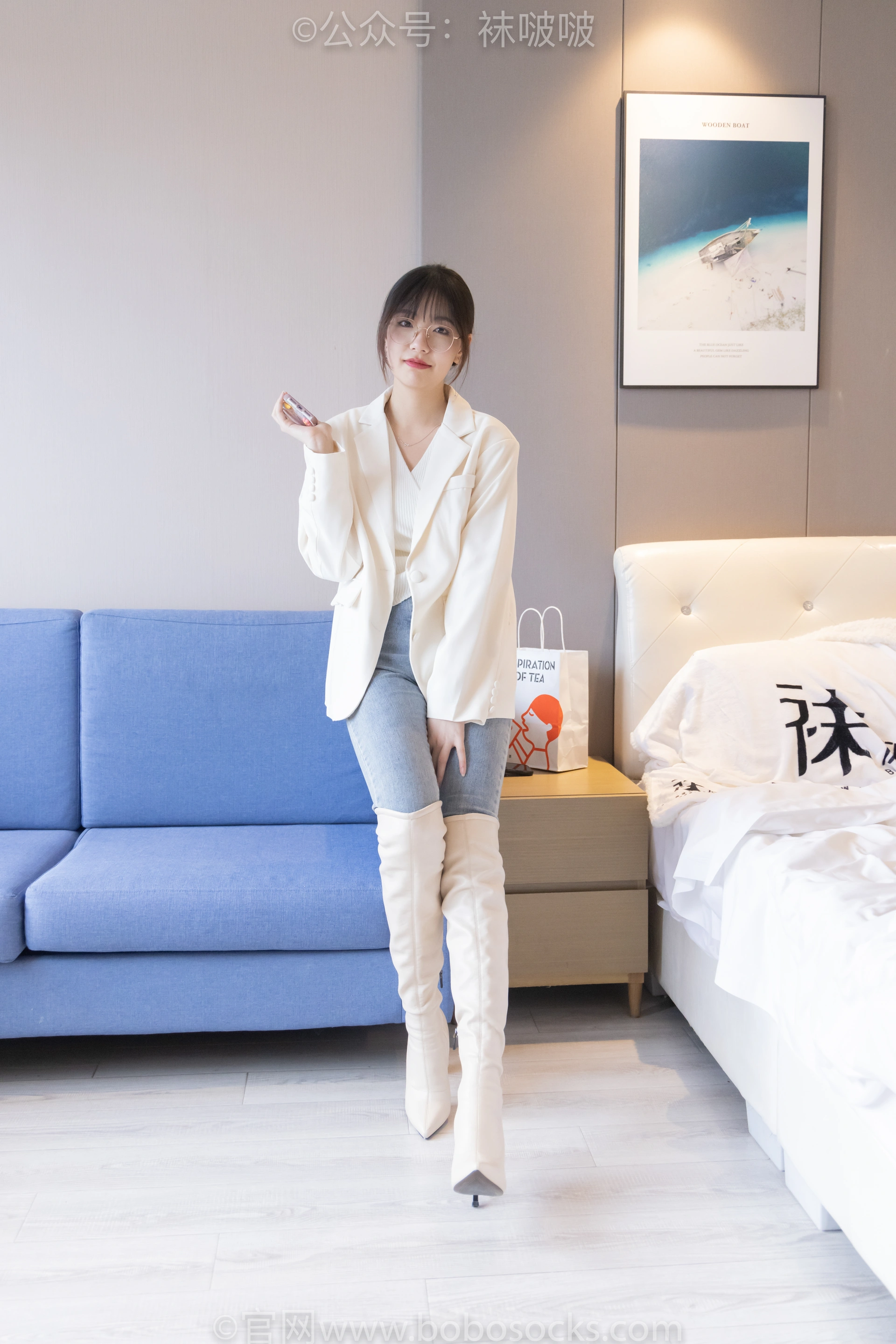 [BoBoSocks袜啵啵]NO.050 小甜豆-高跟长靴、白棉袜 0